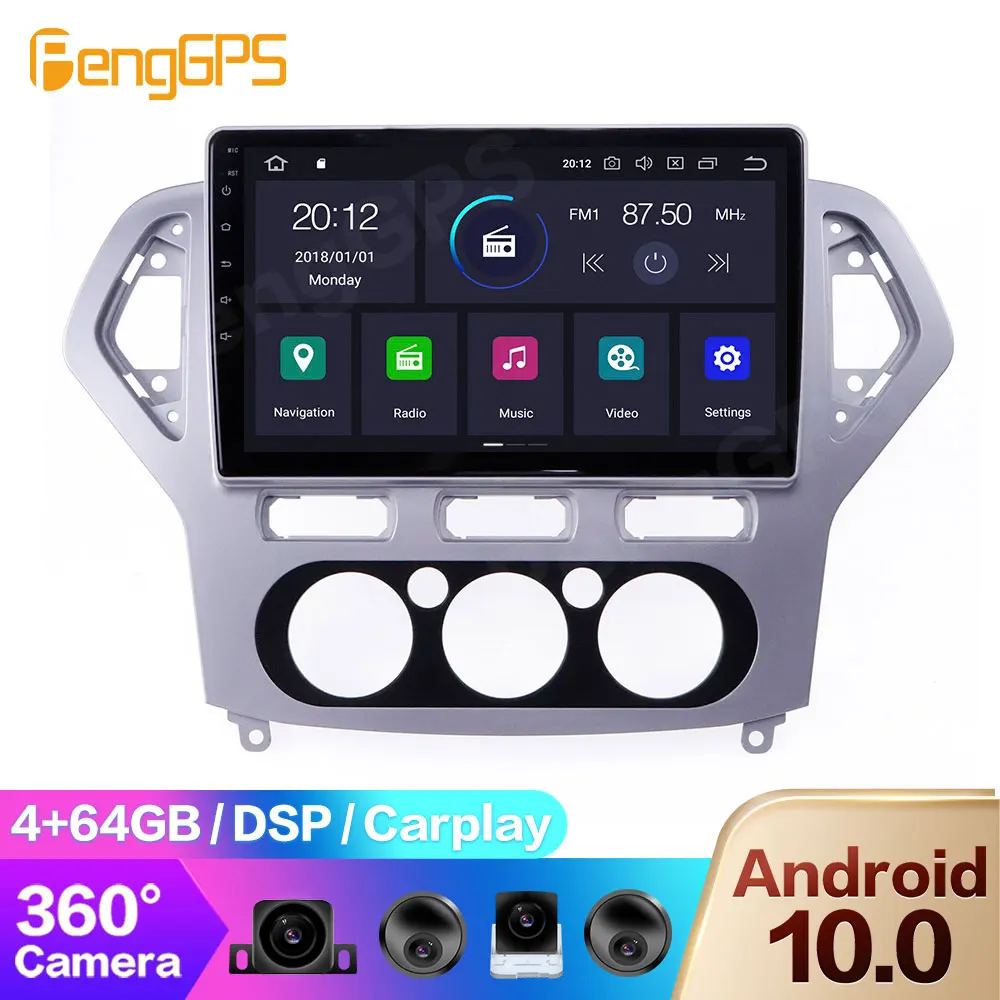 DVD-плеер для Ford Mondeo MK4 2007-2010 Android Multimedia Radio GPS Navigation Carplay DSP Сенсорный экран Headunit PX6 4+64G
