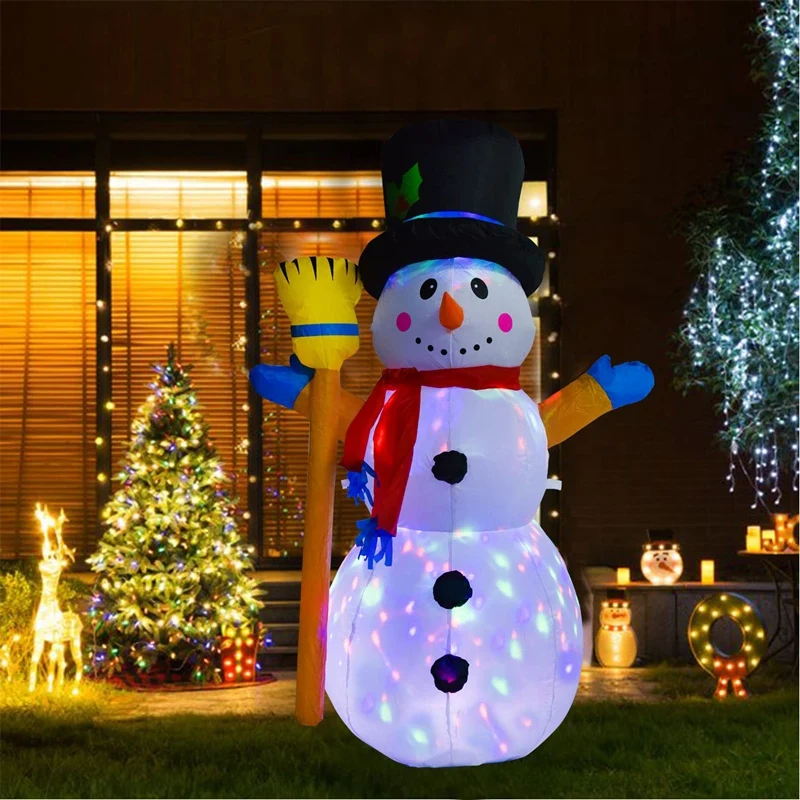 HOT-Рождественские надувные надувные рождественские снеговики с вращающимися светодиодными огнями для лужайки, крыльца, рождественской вечеринки, вилки ЕС
