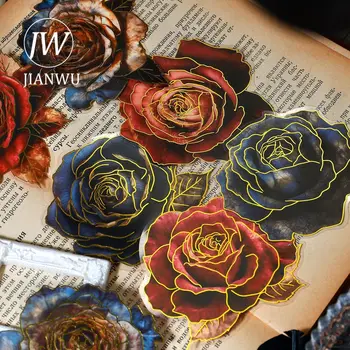 JIANWU 10 листов Themystic Rose Series Винтаж Цветок Бронзирующий Декор ПЭТ Наклейка Креативный DIY Журнал Коллаж Канцелярские товары