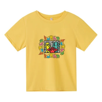 Kkeith Hharing Kawaii Мультяшная футболка 100% хлопок высокое качество детская футболка с коротким рукавом футболки для мальчиков и девочек с милым принтом