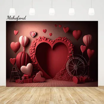 Mehofond AI Scen День святого Валентина Фоновая фотография Красное Любовное Сердце Взрослый 14 февраля Свадебная вечеринка Декора Фоновая фотография