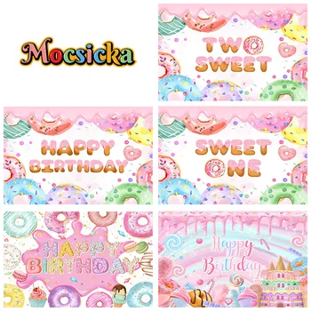 Mocsicka Sweet Girl День рождения Фотография Фон Яйцо Десерт Мороженое Розовый фон Торт Smash Детская баннерная студия