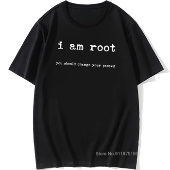 O-образный вырез I Am Root Ubuntu ComMand Line Linux Unix Hacking T-shirt Popular Unisex Натуральный хлопок La Camiseta Горячая распродажа