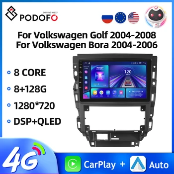 Podofo 9'' Android Автомагнитола для Volkswagen Golf 2004-2008 / Bora 2004-2006 Автомобильная мультимедиа 8Core 8+128G WIFI Carplay Auto