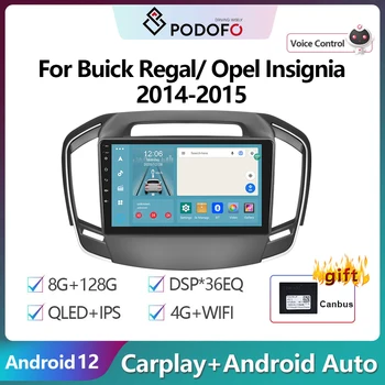 Podofo Android 12 DSP Авто Радио Multimidia Видеоплеер Навигация GPS Для Buick Regal / Opel Insignia 2014-2015 4G WIFI Carplay