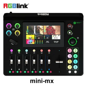 Rgblink Видеомикшер mini-MX HDMI-совместимый многоканальный микшер потокового видео 2.0 4K с 5,5-дюймовым сенсорным экраном