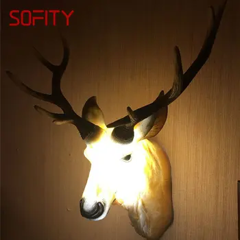 SOFITY Nordic Deer Настенный светильник Светодиодный интерьер Творческая симуляция Бра Светильники для дома Гостиная Проход Фон Декор