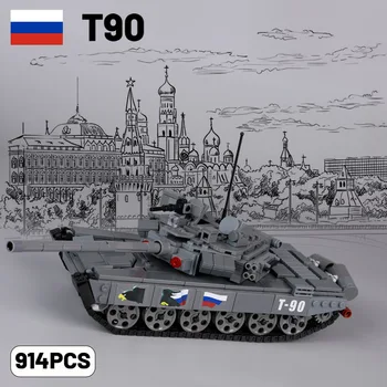 WW2 Советский T-64A T90 Основной боевой танк Строительные блоки Армейские фигурки солдат Оружие Бронированный автомобиль Кирпичи Игрушки для мальчиков