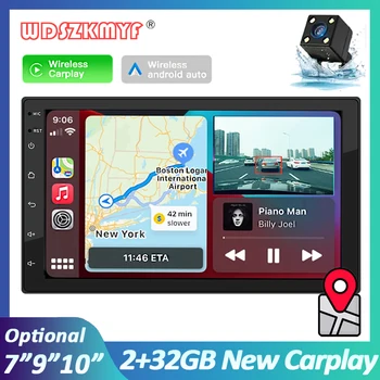  Автомобильное радио Универсальное 7/9/10-дюймовое беспроводное Apple Carplay и беспроводное Android Авто Мультимедийный видеоплеер Bluetooth Сенсорный экран