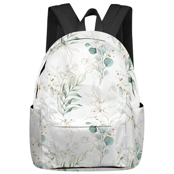 Акварель Листья эвкалипта Абстрактный рюкзак Мужской женский модный рюкзак для путешествий Школьная сумка высокой емкости