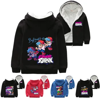 Аниме Игра Friday Night Funkin Kids Толстовка с капюшоном на молнии Толстовка с капюшоном Толстовка для мальчиков и девочек Теплые куртки Детская одежда