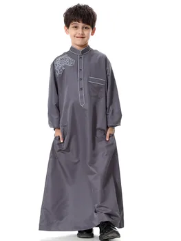 Ближневосточная мусульманская молодежь Мальчики Ttürkiye Вышивка Халат Большие размеры Дети Арабский Дубай Кебайя Абайя Ропа Hombre Исламская одежда