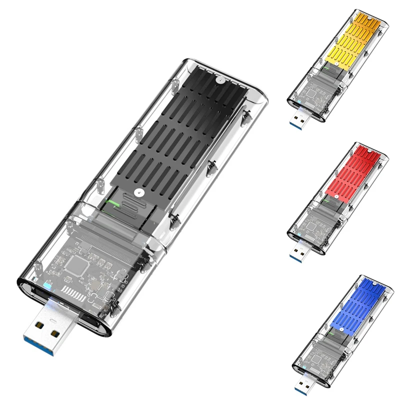 Внешний M.2 NGFF SATA SSD Корпус Высокоскоростной USB3.0 Gen1 5 Гбит/с Прозрачный SATA SSD Жесткий диск Чехол для ПК