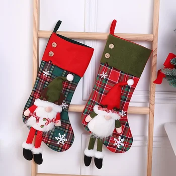 Вязаный красный снеговик Санта-Клауса Трехмерный подарочный пакет Рождественские носки Детский подарочный пакет Гетры