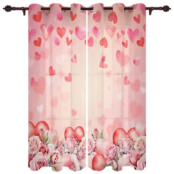 День святого Валентина Розы Любовь Современные оконные шторы для гостиной Роскошные жалюзи для спальни Шторы Шторы для кухни