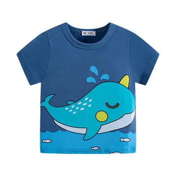 Детская детская футболка с мультяшным принтом кита 2022 Летняя футболка для мальчиков и девочек из хлопка