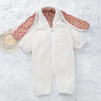 Детские комбинезоны Теплый флис Одежда для новорожденных мальчиков Осень Зима Девочки One Piece Rabbit Outfit Детская пижама Bebe