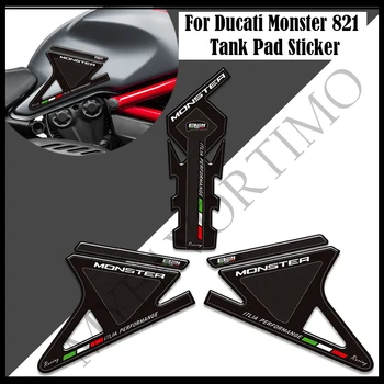 Для Ducati Monster 821 Наклейки на накладку на бак мотоцикла, наклейки, комплект для газообразного топлива, защита коленей, рукоятки TankPad