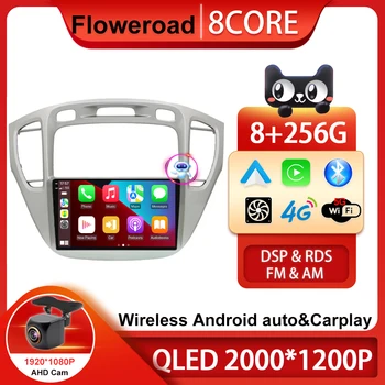 Для Toyota Highlander 1 2001-2007 Android 13 AI Голосовая автомобильная навигация GPS Мультимедийный плеер 4G WIFI BT DSP Радио Без DVD-плеера