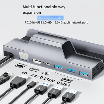 Док-станция высокого качества для док-станции Steam Deck 6 в 1 USB 3.0HDMI2.0 Совместимый 4K@60Hz концентратор RJ45 Gigabit Ethernet PD100W