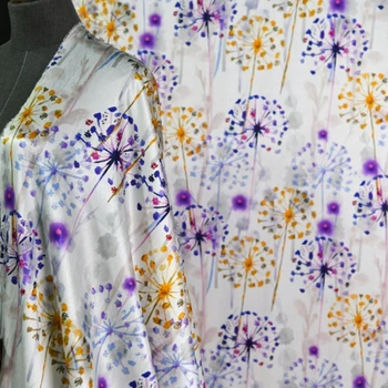 елочка самбо атласная шелковая ткань бренд модный дизайн красочный одуванчик для платья одежда материал шитье на метр