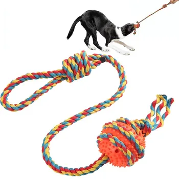 Жевательные игрушки для собак Интерактивное лакомство Веревка Резиновые шарики для маленьких и средних собак Чистка зубов Молярный шарик Игрушка устойчивая к укусам