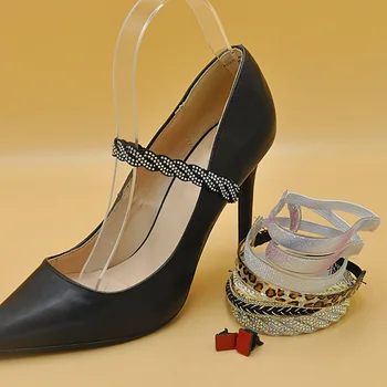 Женщины Шнурки для обуви Высокие каблуки Шнурки для обуви Горный хрусталь Эластичная лента Противопадающий каблук Нескользящий ремень Ремень с пряжкой Аксессуары для обуви