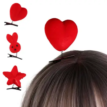 корейский мультфильм плюшевая утка курица собака кролик заколка для волос милая звезда сердце металлический утконос зажим заколки для девочек аксессуары для волос