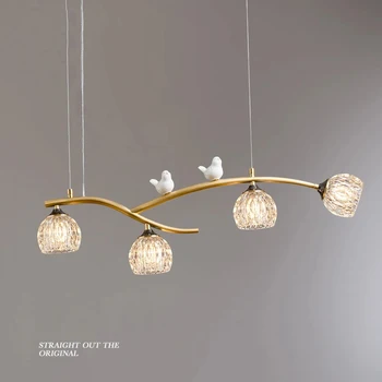 креативный керамический дизайн птицы золотая медь 4 головки обеденный подвесной светильник современный внутренний декор стеклянный абажур G9 Светильник