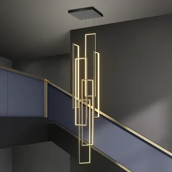 креативный светодиодный прямоугольник лестница люстры подвесной подвесной светильник гостиная LOFT Декор Подвесные светильники
