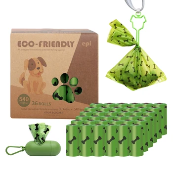  Мешки для собачьих экскрементов Чистящие средства для собак Продукты для биоразлагаемого дружественного запаха Толстый прочный мешок для собачьих отходов с мешком-дозатором