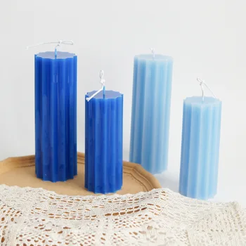 Многоугольная цилиндрическая акриловая форма для свечей Пластиковая форма для свечей с толстой полосой Stripe Flower цилиндрическая силиконовая форма для свечей