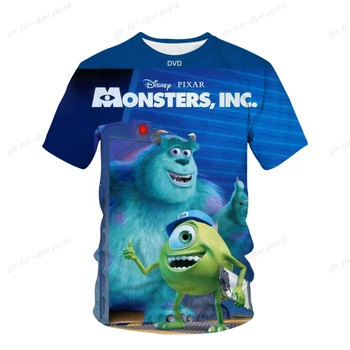 Модная одежда для мальчиков Disney Monsters Inc 3D-печать мультфильм аниме детская футболка лето оверсайз монстр университет футболки