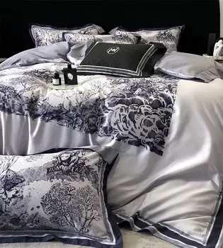 Модный прохладный пейзажный серый кофейный комплект постельного белья, полный королевский королевский пейзаж, хлопковая домашняя текстильная простыня, наволочка, пододеяльник