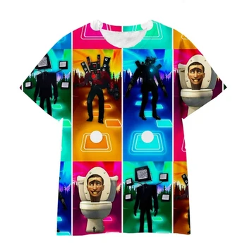Новая летняя горячая игра Skibidi Туалетная футболка Детская футболка с 3D-принтом для мальчиков Speakerman Одежда Teen Girls Повседневная уличная одежда