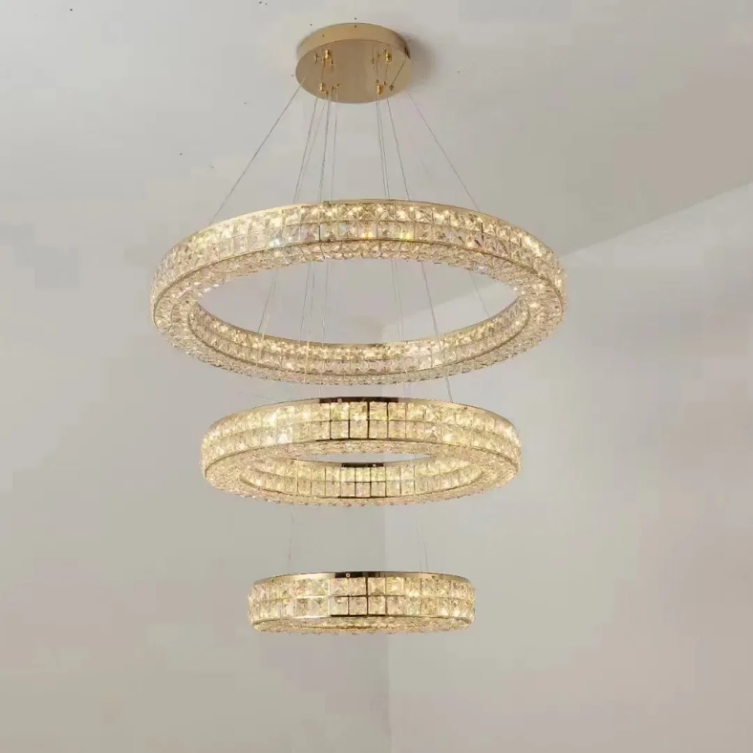 Новая роскошная светодиодная хрустальная люстра K9 Золотое хромированное освещение Гостиная Прозрачные люстры Светильники