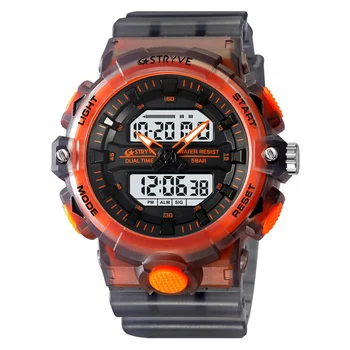 Новые часы STRYVE 8028 Хорошее качество Цифрово-аналоговые мужские часы с двойным механизмом Светящийся календарь 5ATM Водонепроницаемые часы и 8025
