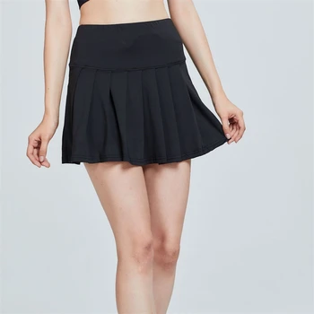 Однотонная женская спортивная теннисная юбка с покрытием Дышащая короткая юбка для упражнений для бега Быстросохнущая юбка для йоги
