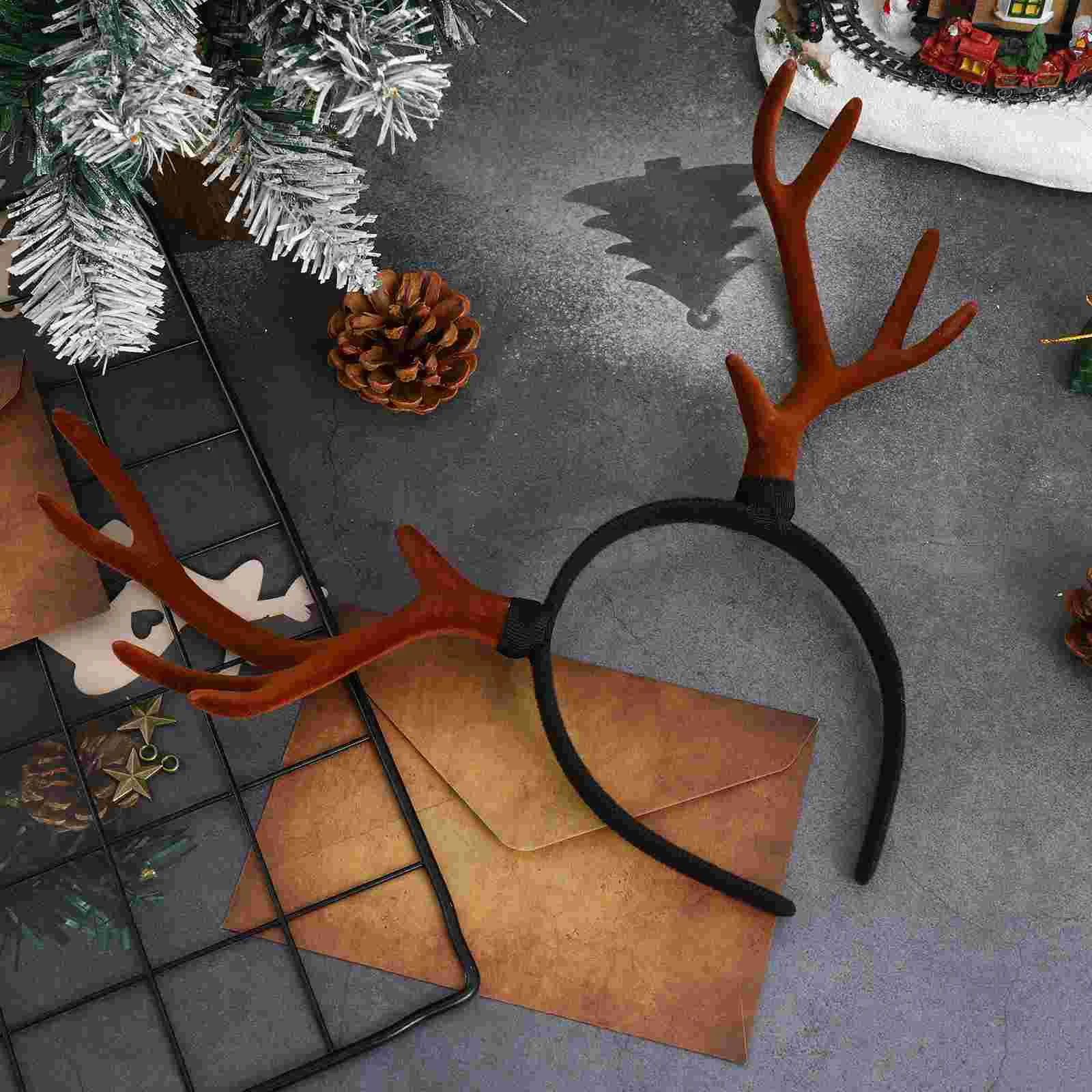 Повязка на голову из оленьих рогов Рождественский костюм из оленьих рогов Рождественские повязки на голову Рождественская вечеринка Голова Боппер Повязка из рога оленя Повязка на голову из рога оленя