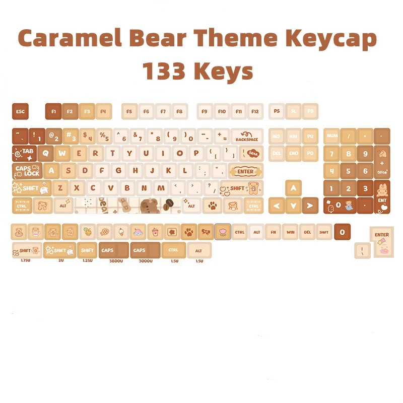 Полный набор колпачков для клавиш PBT Xda Profile English Keycaps 5-сторонний сублимационный краситель ISO Макет для механической клавиатуры Mx 64/68/78/84