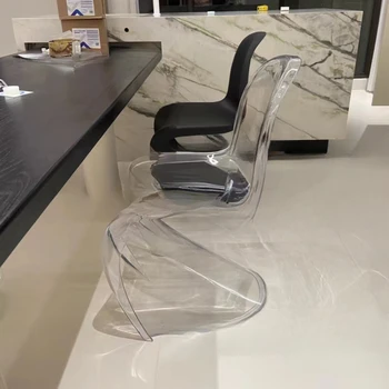 Прозрачные акриловые обеденные стулья Скандинавский кухонный стул Современная мебель для столовой Домашний свет Роскошная спинка Ресторанный стул