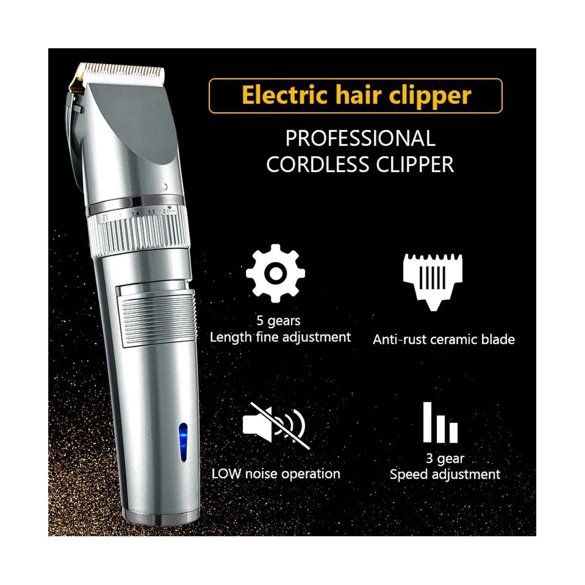  Профессиональная машинка для стрижки волос USB Перезаряжаемая машинка для стрижки волос Мужская стрижка Керамическое лезвие Машинка для стрижки волос