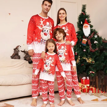 Родитель-ребенок Семейные пижамы Jammies Мягкий праздничный дизайн Уникальный принт Семейные рождественские пижамные комплекты