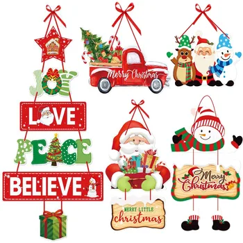Рождественская дверь Висячий Санта-Клаус Сноуман Лось Дверь Подвесные украшения Рождественская елка Кулон Oranments 2023 Новогодние подарки