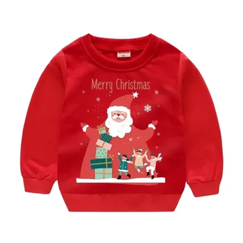 Рождественская детская праздничная одежда толстовка с капюшоном весна и осень новый пуловер детская одежда для девочек мальчиков одежда поло для детей