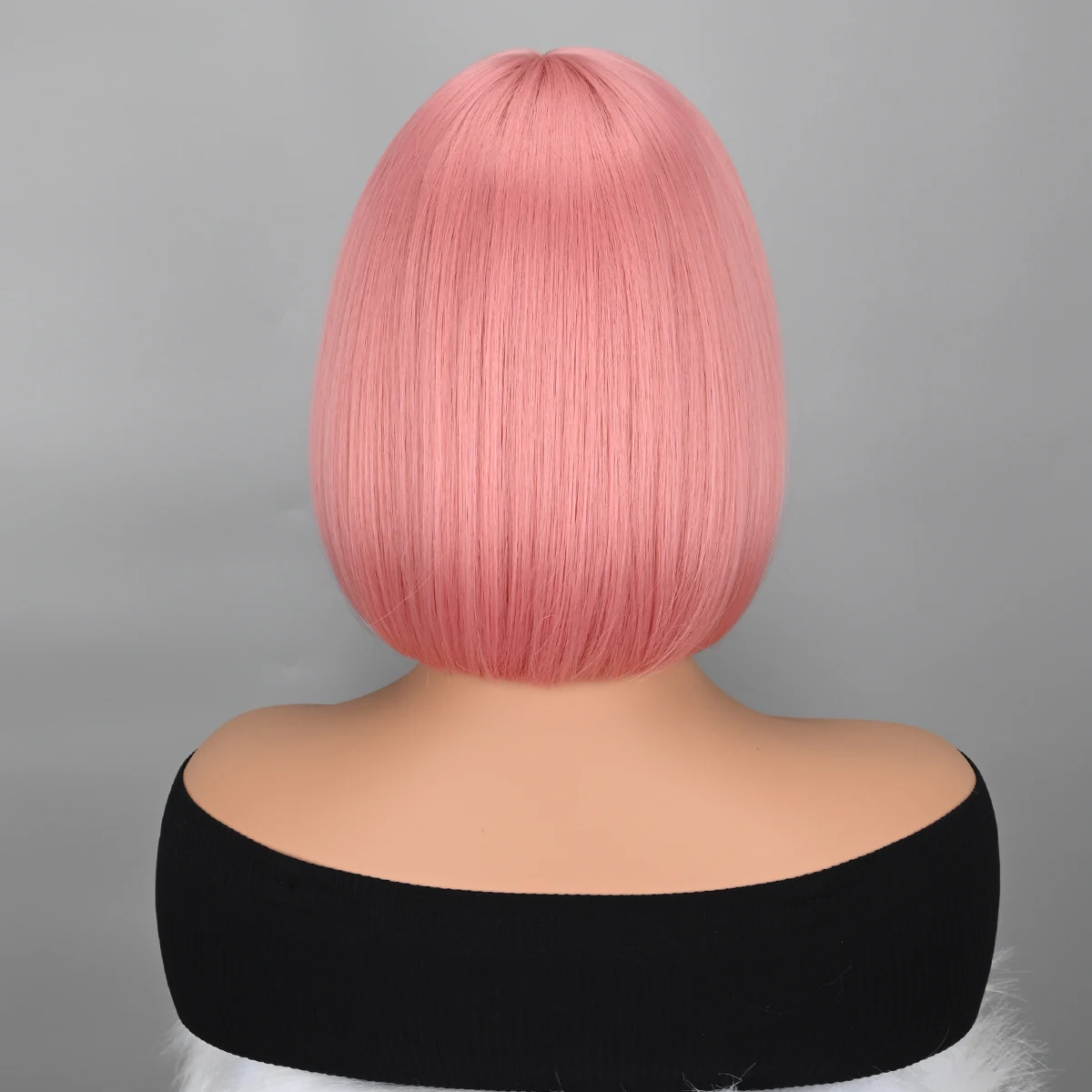 Синтетический короткий парик боб с челкой для дам Боб Парик Розовый парик для вечеринки Ежедневное использование Длина до плеч