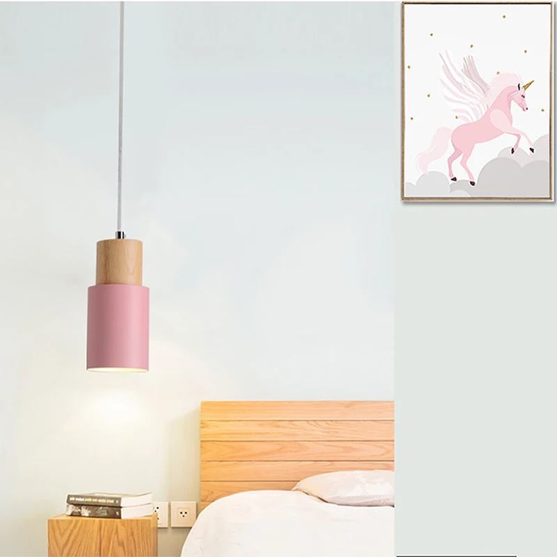 Скандинавский деревянный подвесной светильник Macaron Светодиодные железные подвесные светильники для гостиной, спальни, прикроватных тумбочек, ресторана, кафе, домашнего декора, освещения