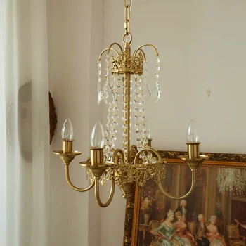 Французские ретро хрустальные люстры Средневековая западная винтажная люстра Роскошная золотая гостиная столовая спальня креативная лампа